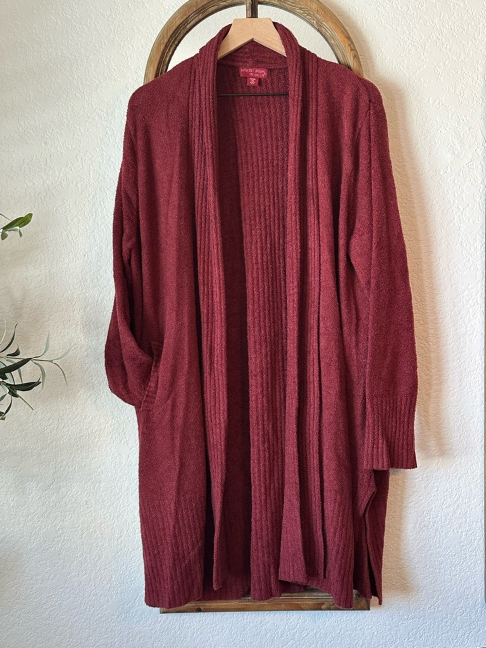 Barefoot Dreams CozyChic Lite Cardigan Burgundy Petite 3X